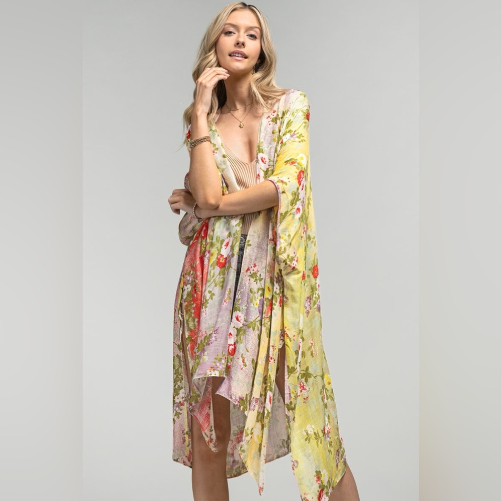 36. Women's Floral Multicolor Oversized Luxurious Beach kimono Soft Bohemian - Picture 5 of 6